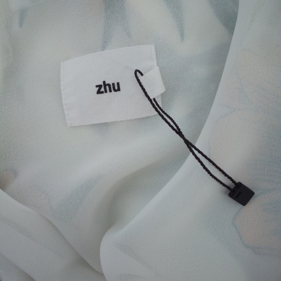 NWOT Anthropologie zhu Tropical Floral Orange Leaves Slit Flowy Dress S - Picture 9 of 16